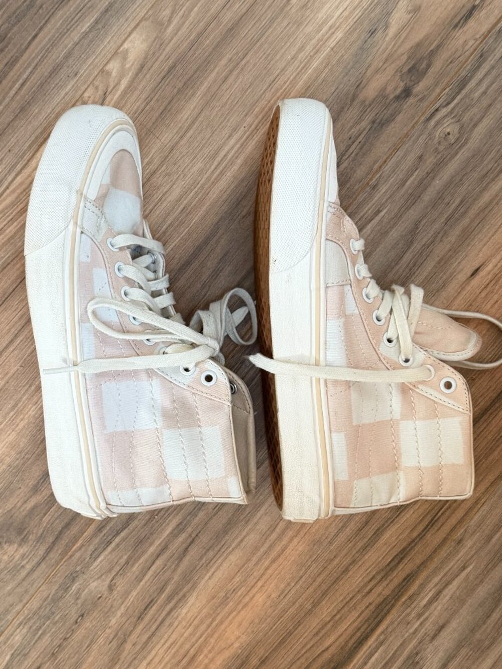 Vans Hi-Top Checkered Pink and White Sneakers ULTRACUSH Mens 6.5 / Womens 8 - Picture 5 of 5